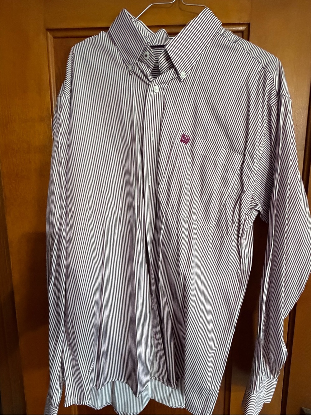 Cinch Men's White Shirt with Thin Black Stripes